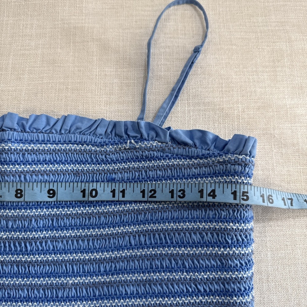 American Eagle Maxi Dress Womens L Smocked Tiered Chambray Coastal Granddaughter - Picture 9 of 14